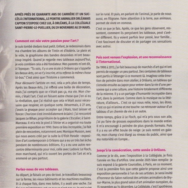 Interview de CAPTON dans Orléans Magazine